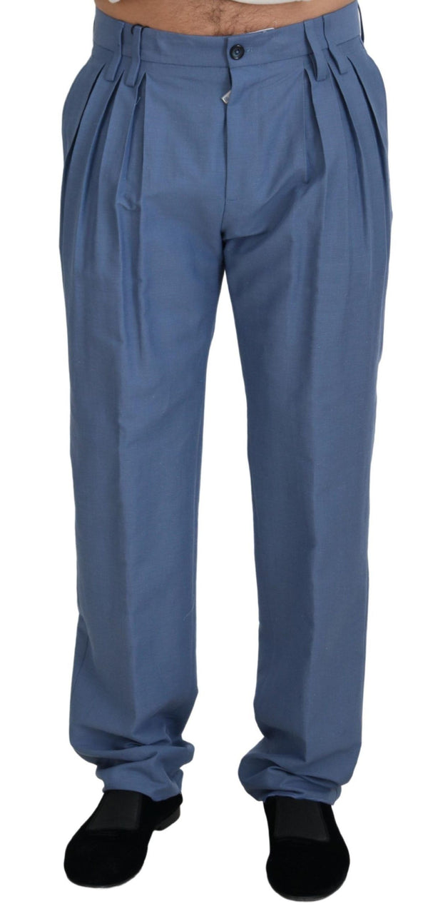 Elegantes pantalones de vestir de ajuste regular en azul