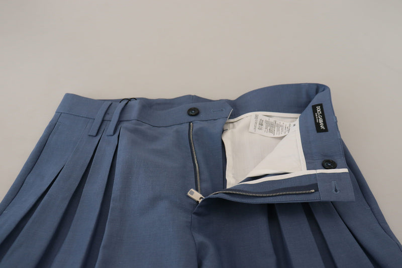 Elegantes pantalones de vestir de ajuste regular en azul