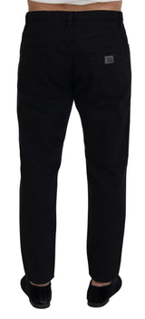 Elegante schwarze lockere fit italienische Jeans