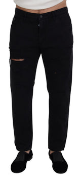 Elegante schwarze lockere fit italienische Jeans