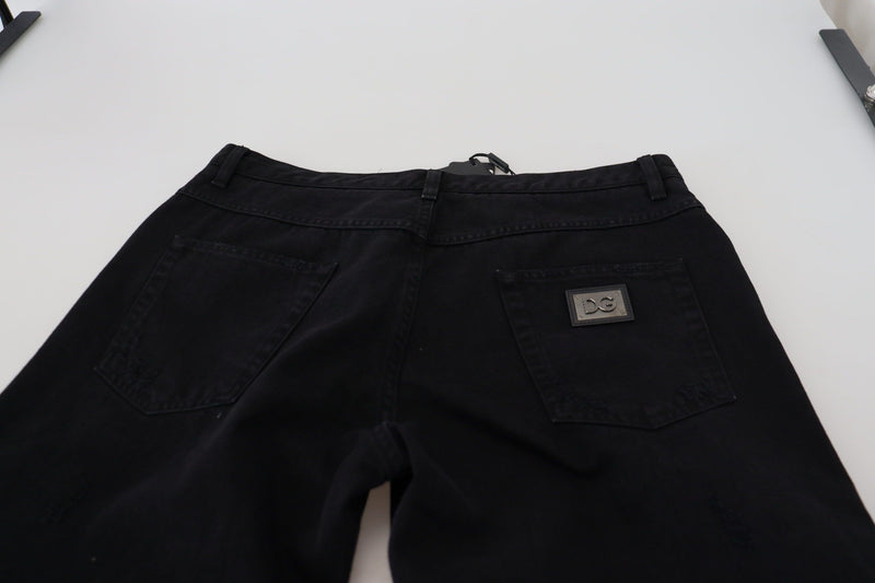 Elegante schwarze lockere fit italienische Jeans