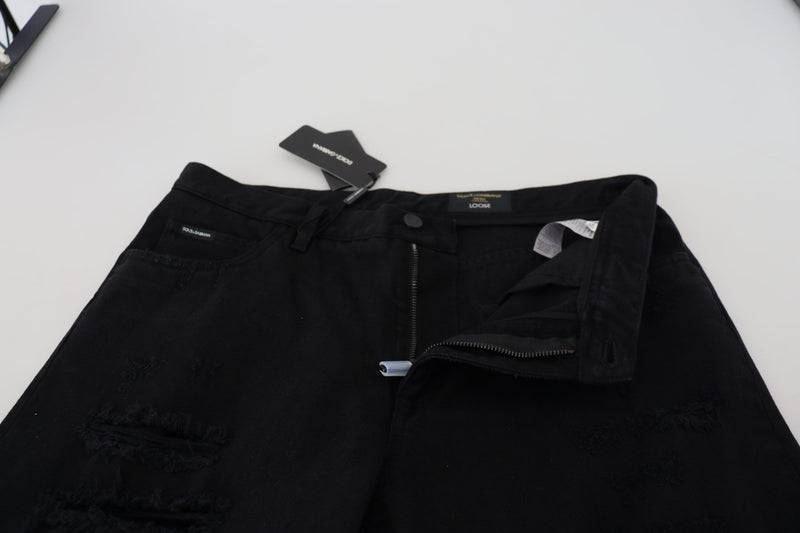 Elegante schwarze lockere fit italienische Jeans