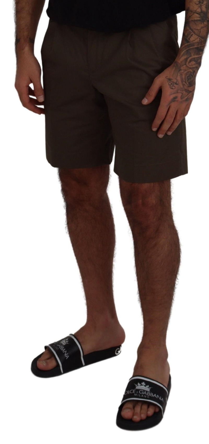 Elegante grüne Baumwoll -Chino -Shorts