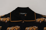 Elegante camiseta de polo de estampado de auto en negro