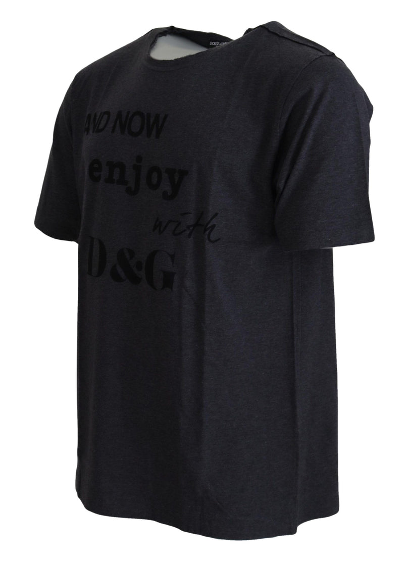 Elegantes graues Motiv-Crew-Nacken-T-Shirt