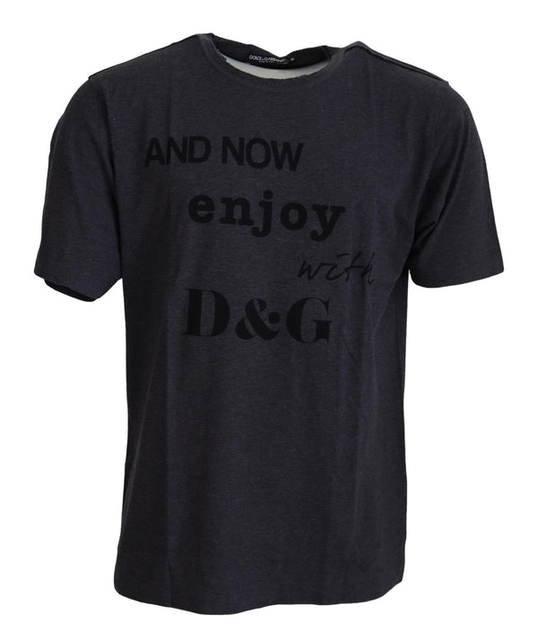 Elegantes graues Motiv-Crew-Nacken-T-Shirt