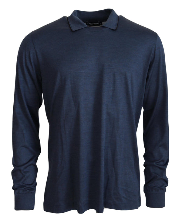 Raffinierter Seidenpolo -Pullover in Blau