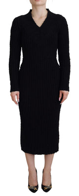 Robe de pull à mélange en laine noire élégante