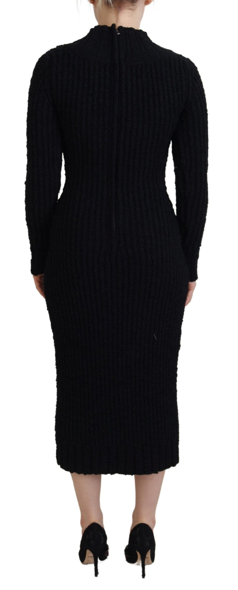 Robe de pull à mélange en laine noire élégante