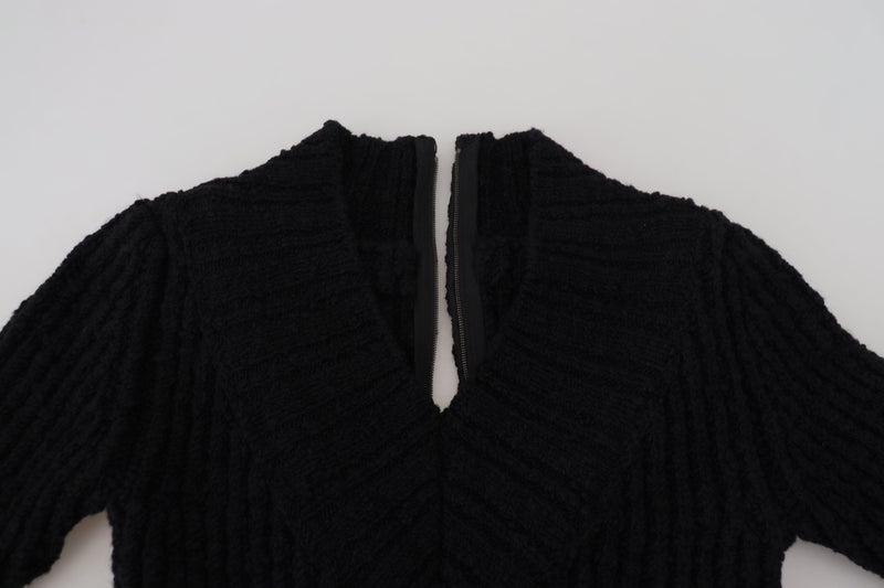 Robe de pull à mélange en laine noire élégante