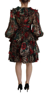 Robe imprimé et roses rouges de Silk Leopard