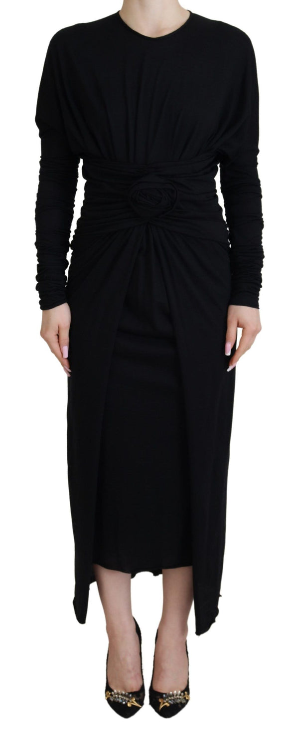 Elegant Sheath Wrap Dress with Long Sleeves