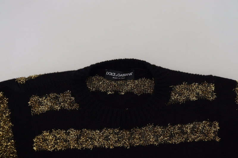 Elegant Black and Gold Crystal Sweater