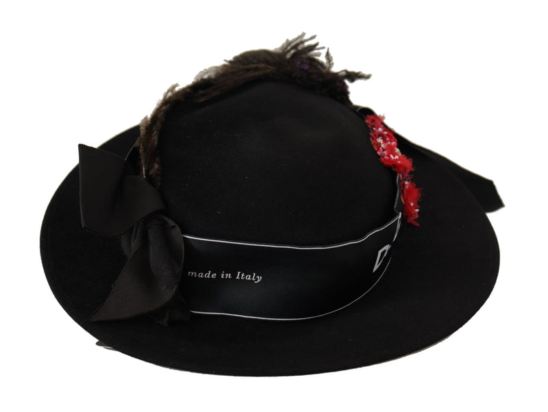 Elegante cappello nero largo brim