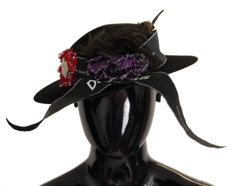 Elegante cappello nero largo brim