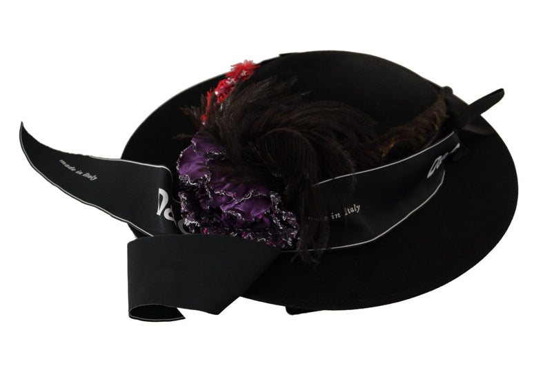 Elegante cappello nero largo brim