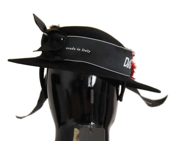 Elegante cappello nero largo brim