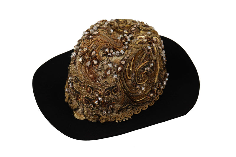 Eleganter schwarzes Gold besetzt Fedora