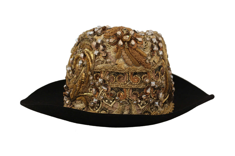 Elegante fedora con borchie in oro nero