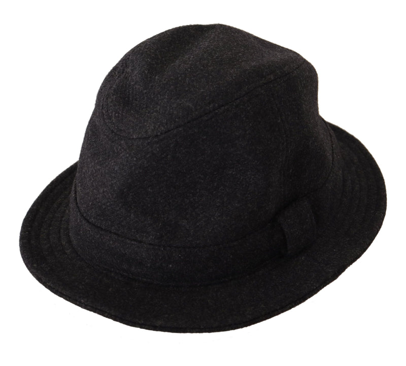 Elegante cappello grigio Trilby in lana e cashmere