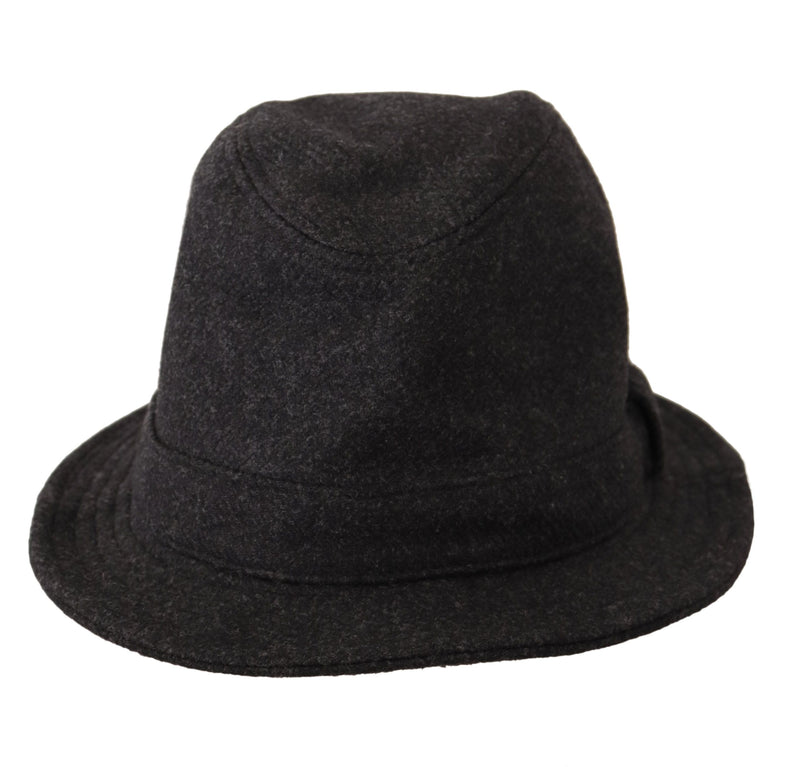 Elegante cappello grigio Trilby in lana e cashmere