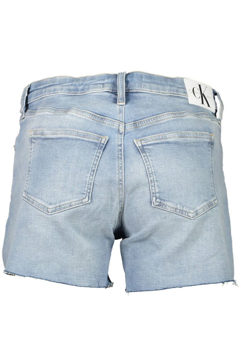 Chic Light Blue Denim Shorts with Logo Detail