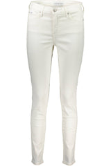 Chic White Skinny Jeans with Logo Detail