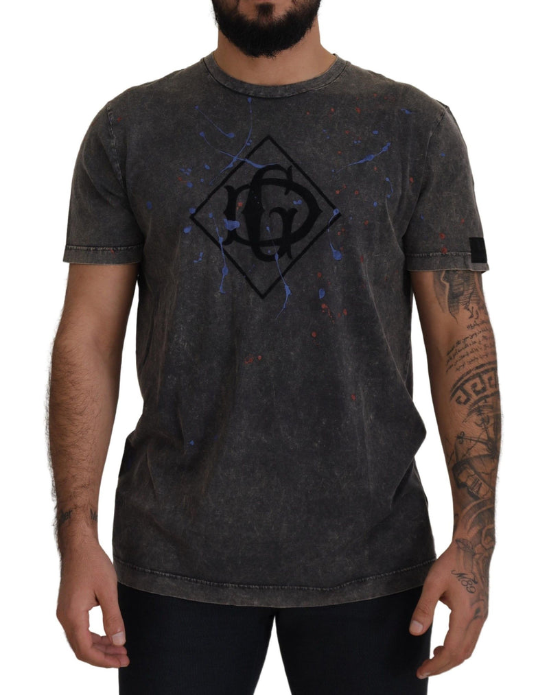 Tee in cotone grigio elevato con logo DG scolorito