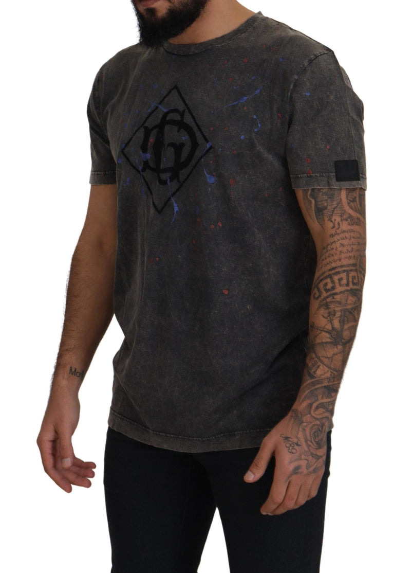 Tee in cotone grigio elevato con logo DG scolorito