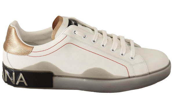 Eleganti sneaker in pelle bianca e dorata