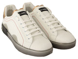 Eleganti sneaker in pelle bianca e dorata