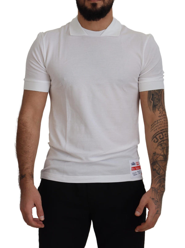 Elegant White Cotton Polo T-Shirt