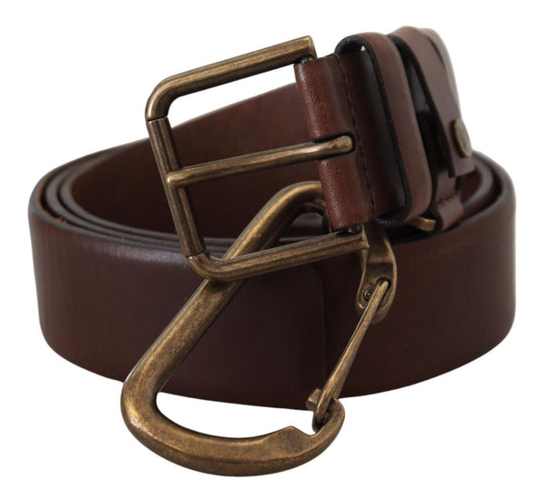 Ceinture en cuir brun élégant avec boucle en métal