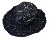 Elegante cappello blu largo brimo