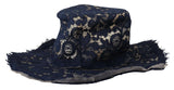 Elegante cappello blu largo brimo