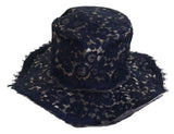 Elegante cappello blu largo brimo