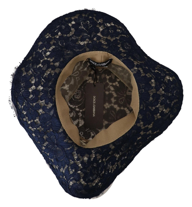 Elegante cappello blu largo brimo