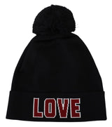 Elegant Black Virgin Wool Beanie