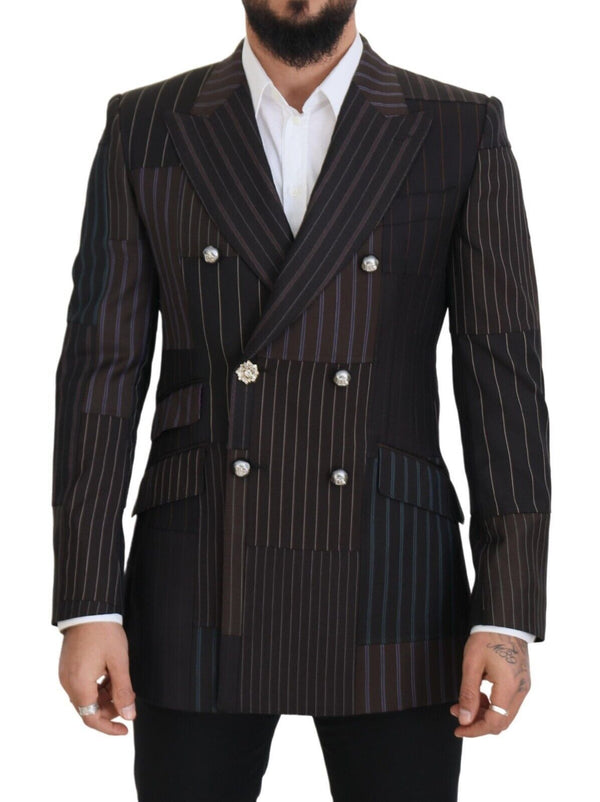 Blazer Slimt Fit con miscela di seta in lana multicolore