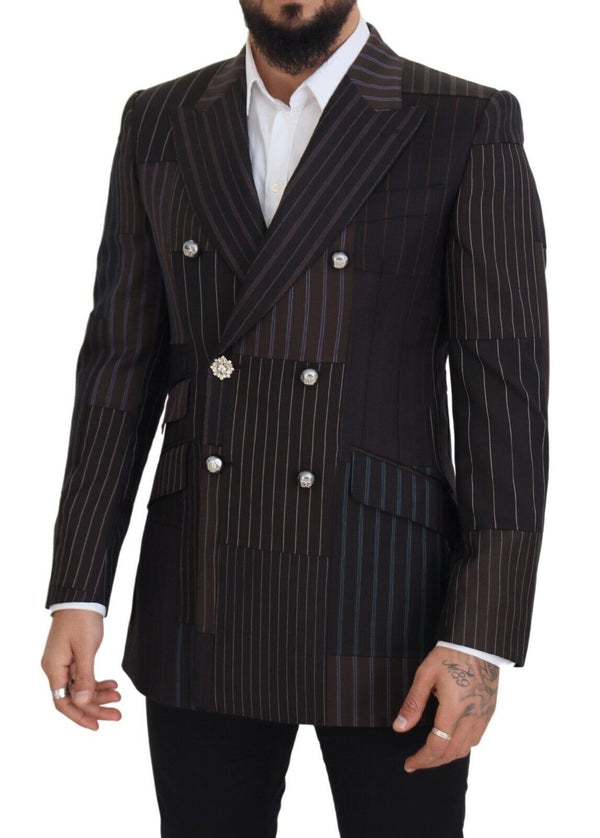 Blazer Slimt Fit con miscela di seta in lana multicolore