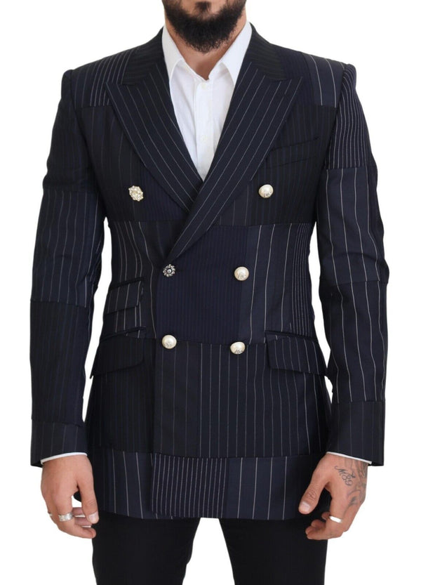 Elegante blazer a doppio petto di blu scuro navy