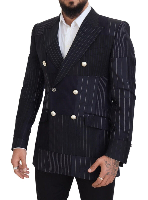 Elegante blazer a doppio petto di blu scuro navy