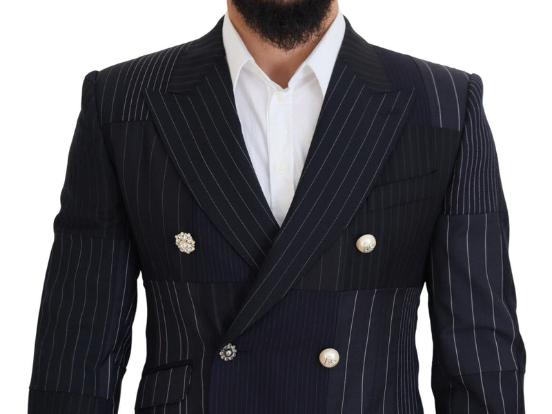 Κομψό ναυτικό Slim-Fit Double Beasted Blazer