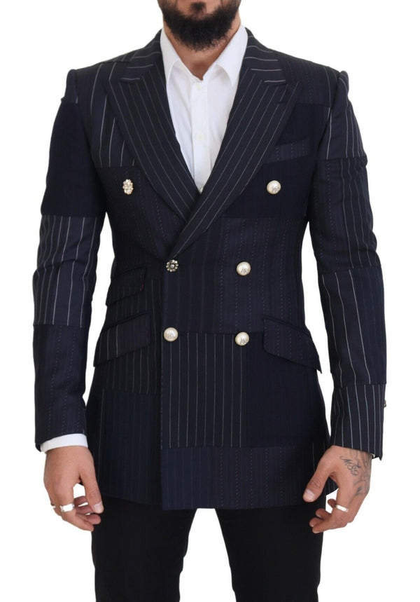 Navy Blue Double Beasted Slim Fit Blazer