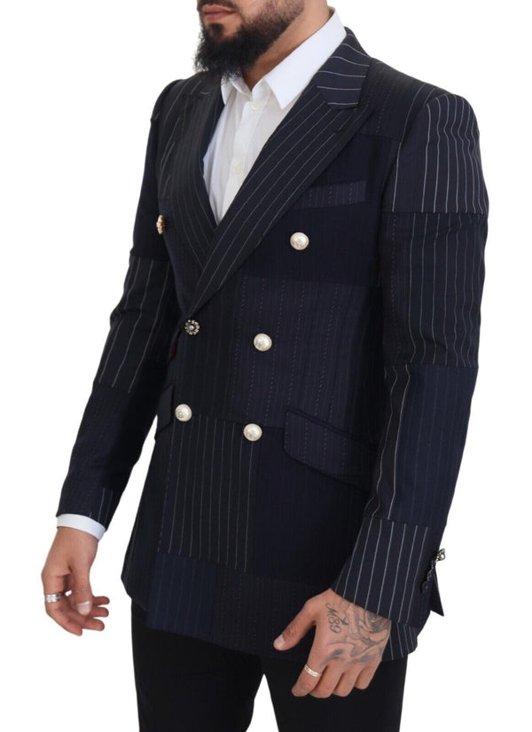 Navy Blue Double Beasted Slim Fit Blazer