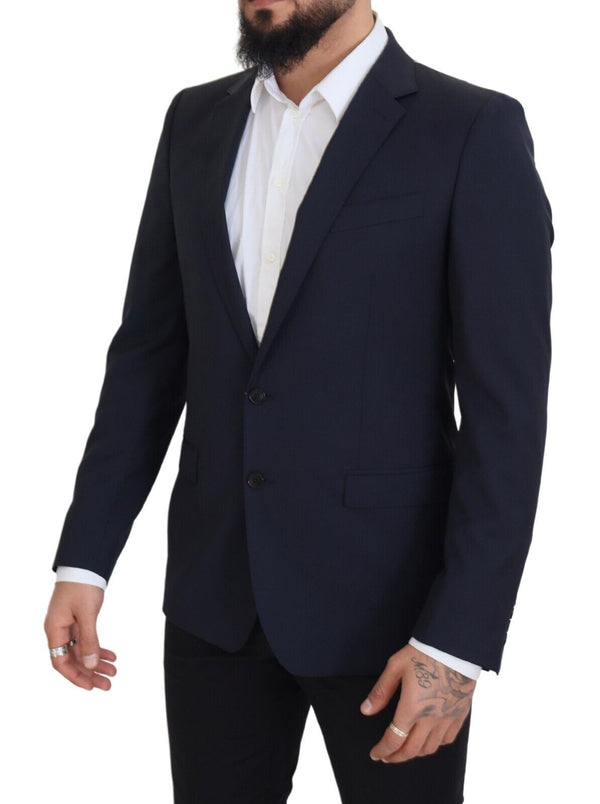 Eleganter dunkelblauer, schlanker Fit Wollblazer