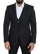 Elegante chaqueta de traje de martini negro y conjunto de chalecos