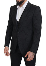 Elegante chaqueta de traje de martini negro y conjunto de chalecos