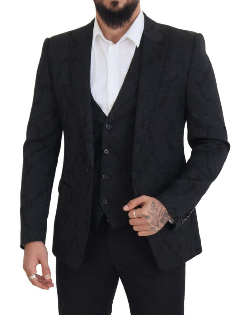 Elegante chaqueta de traje de martini negro y conjunto de chalecos