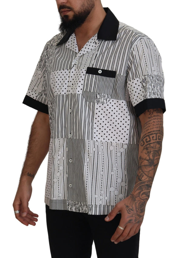 Elegante camisa de algodón en blanco y negro